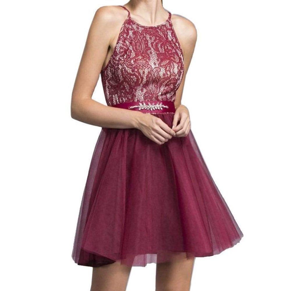 Aspeed Design D136 Cocktail Dress Red Size XS